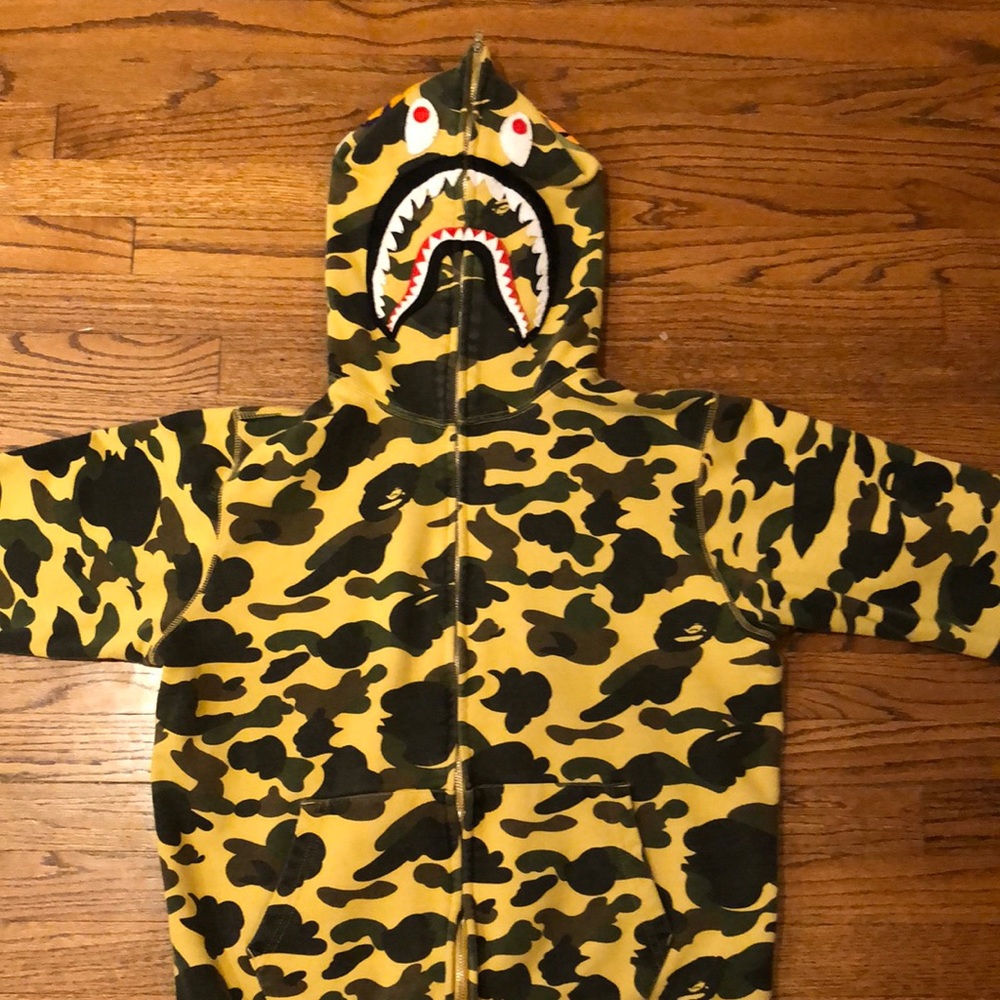 Bape Yellow Camo Shark Hoodie